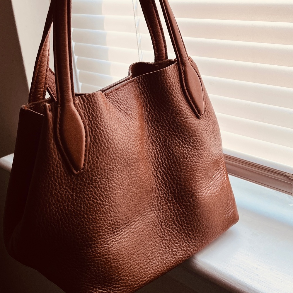 The Mini Shopper Tote in Soft Grain Pebbled Leather